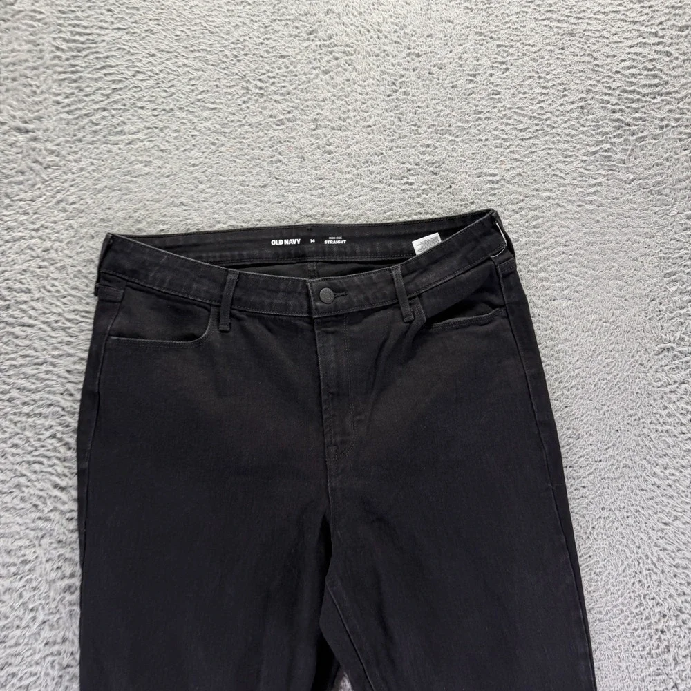 Old Navy Jeans Womens 14 Black Cotton Denim Straight Leg Travel Utility Workwear